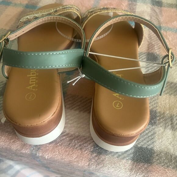 Ambiance Green and Tan Sandals - Picture 1 of 4